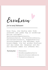 Postkarte Definition ERZIEHERIN Definition inkl. Briefumschlag Erzieherin Geschenk Kindergarten Abschied