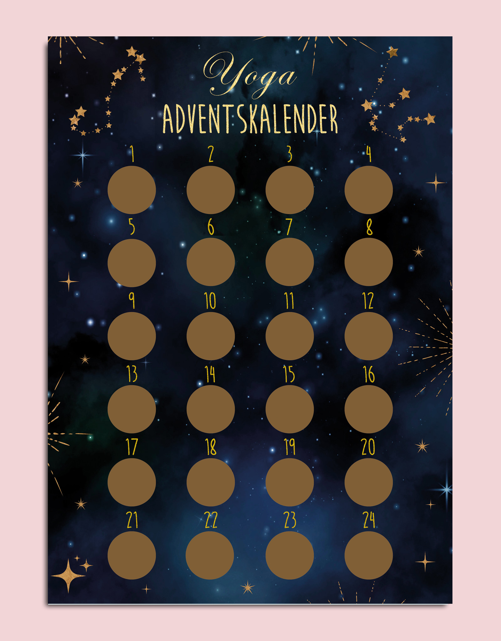 YOGA Adventskalender zum Rubbeln DIN A4, Rubbeladventskalender Adventskalender Weihnachtskalender YOGA Poster