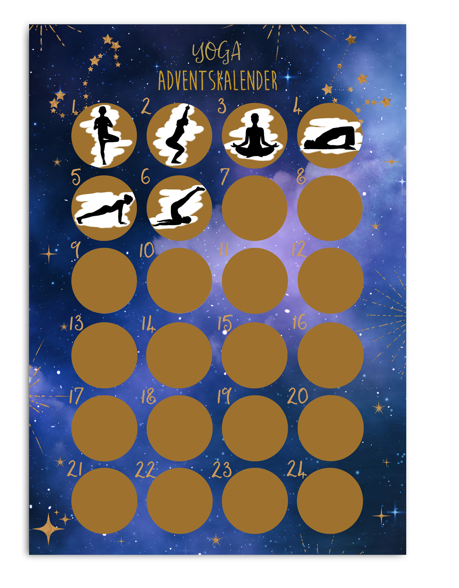 YOGA Adventskalender zum Rubbeln DIN A3 DUNKEL
