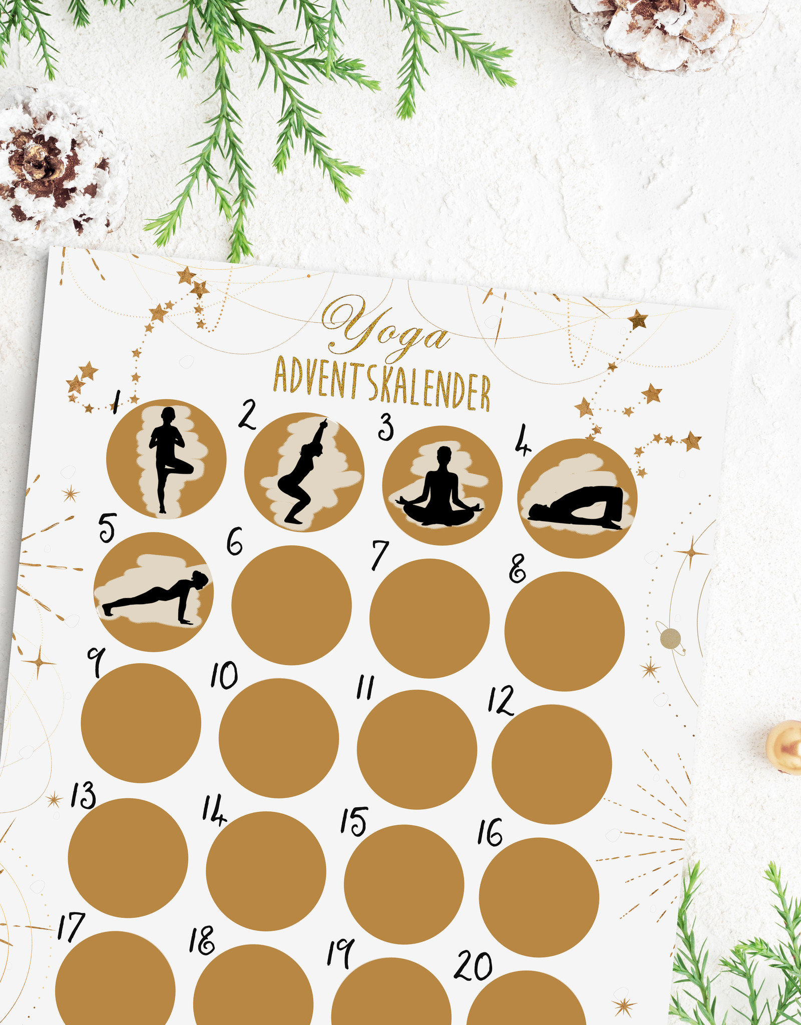 YOGA Adventskalender zum Rubbeln DIN A3 HELL