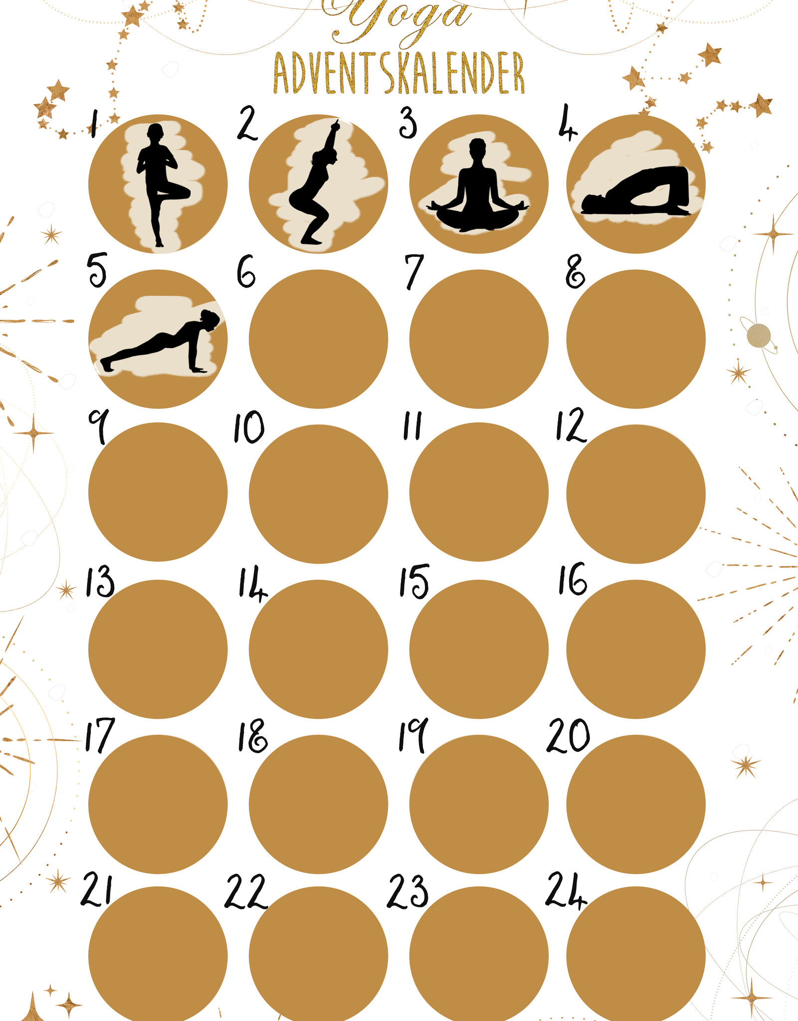 YOGA Adventskalender zum Rubbeln DIN A3 HELL