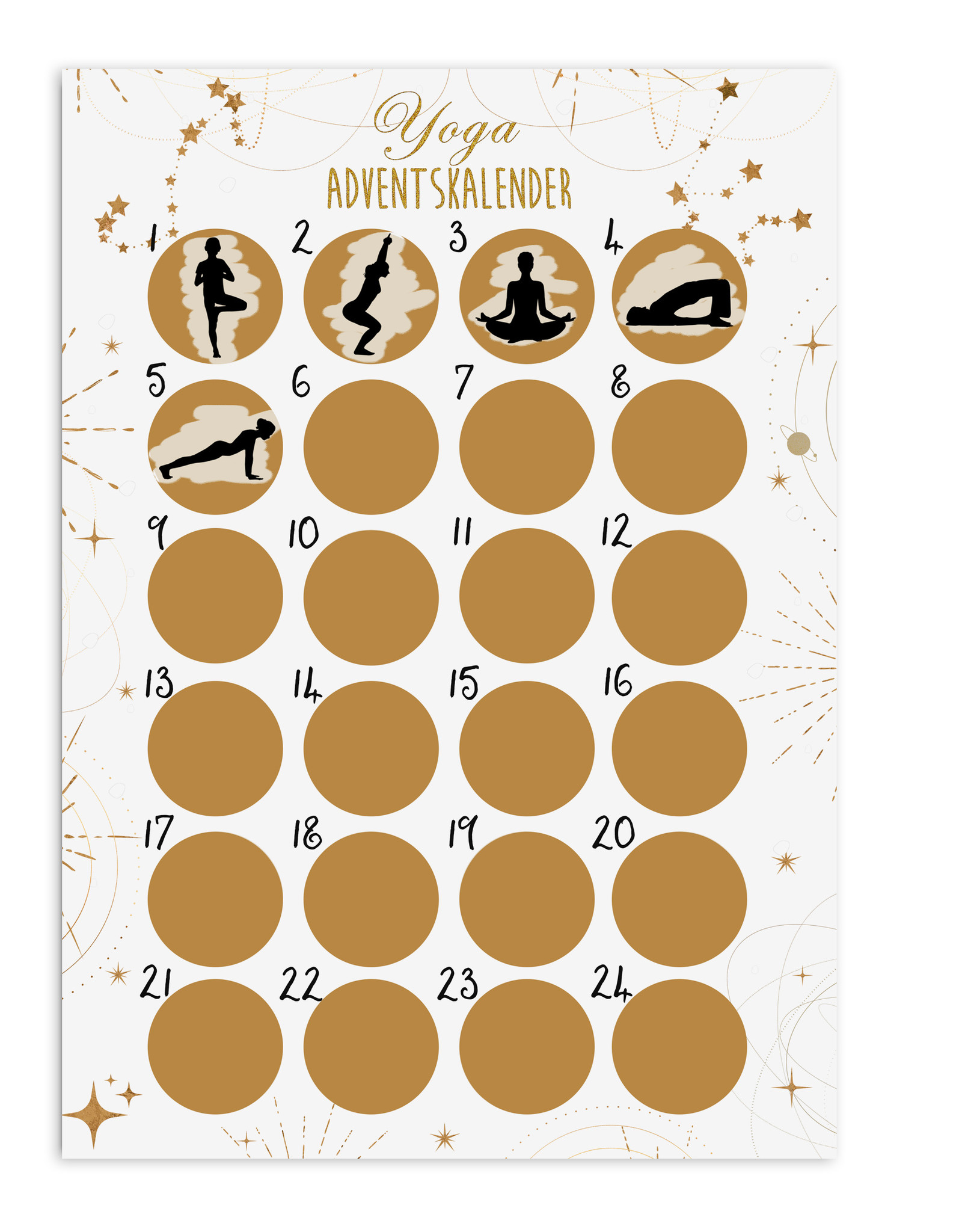 YOGA Adventskalender zum Rubbeln DIN A3 HELL