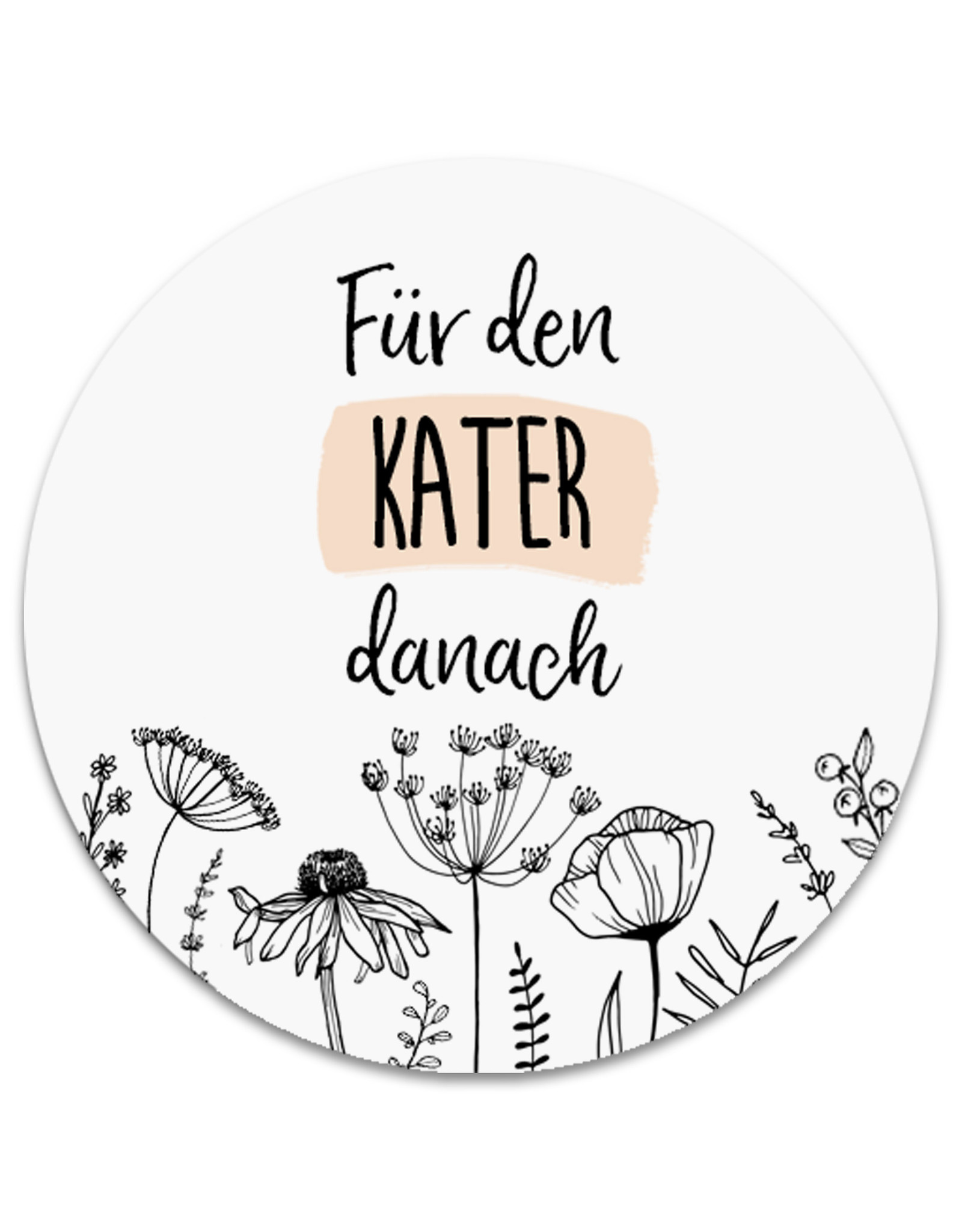 50 Sticker "Kür den Kater danach" FLOWERS  Hochzeit Gastgeschenk Aufkleber Hangover Kit