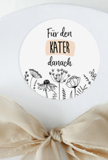 50 Sticker "Kür den Kater danach" FLOWERS  Hochzeit Gastgeschenk Aufkleber Hangover Kit