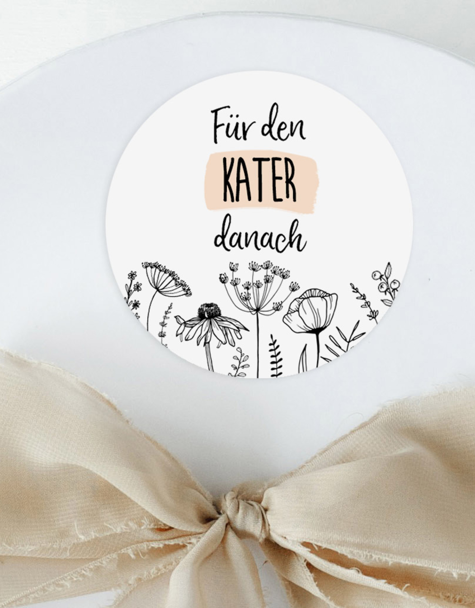 50 Sticker "Kür den Kater danach" FLOWERS  Hochzeit Gastgeschenk Aufkleber Hangover Kit
