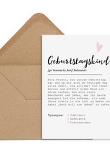 Postkarte GEBURTSTAGSKIND weiblich DEFINITION inkl. Briefumschlag Geburtstagskarte Postkarte Geburtstag Glückwunschkarte