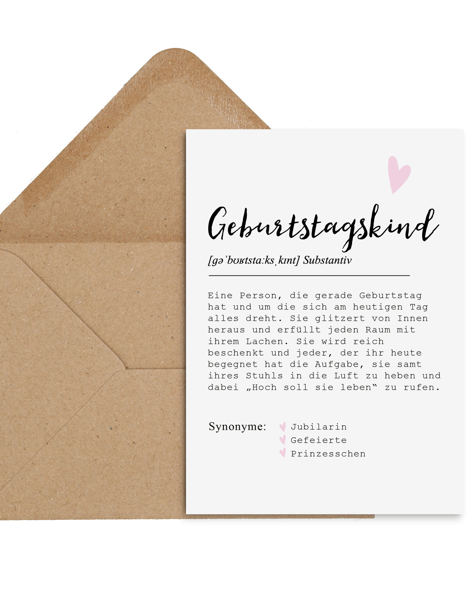 Postkarte GEBURTSTAGSKIND weiblich DEFINITION inkl. Briefumschlag Geburtstagskarte Postkarte Geburtstag Glückwunschkarte