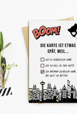 Postkarte BATMAN Geburtstag nachträglich Es tut mir leid Karte, Verzeih mir Karte, Entschuldigung Geschenk, Geschenk tut mir leid