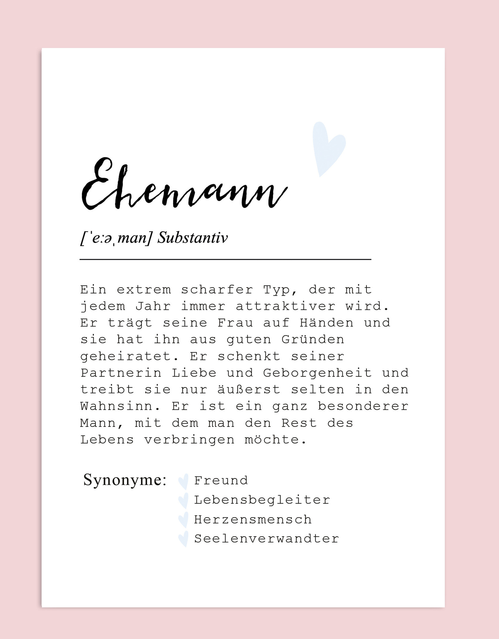 Postkarte EHEMANN inkl. Briefumschlag Ehemann Geschenk Definition Ehemann Karte