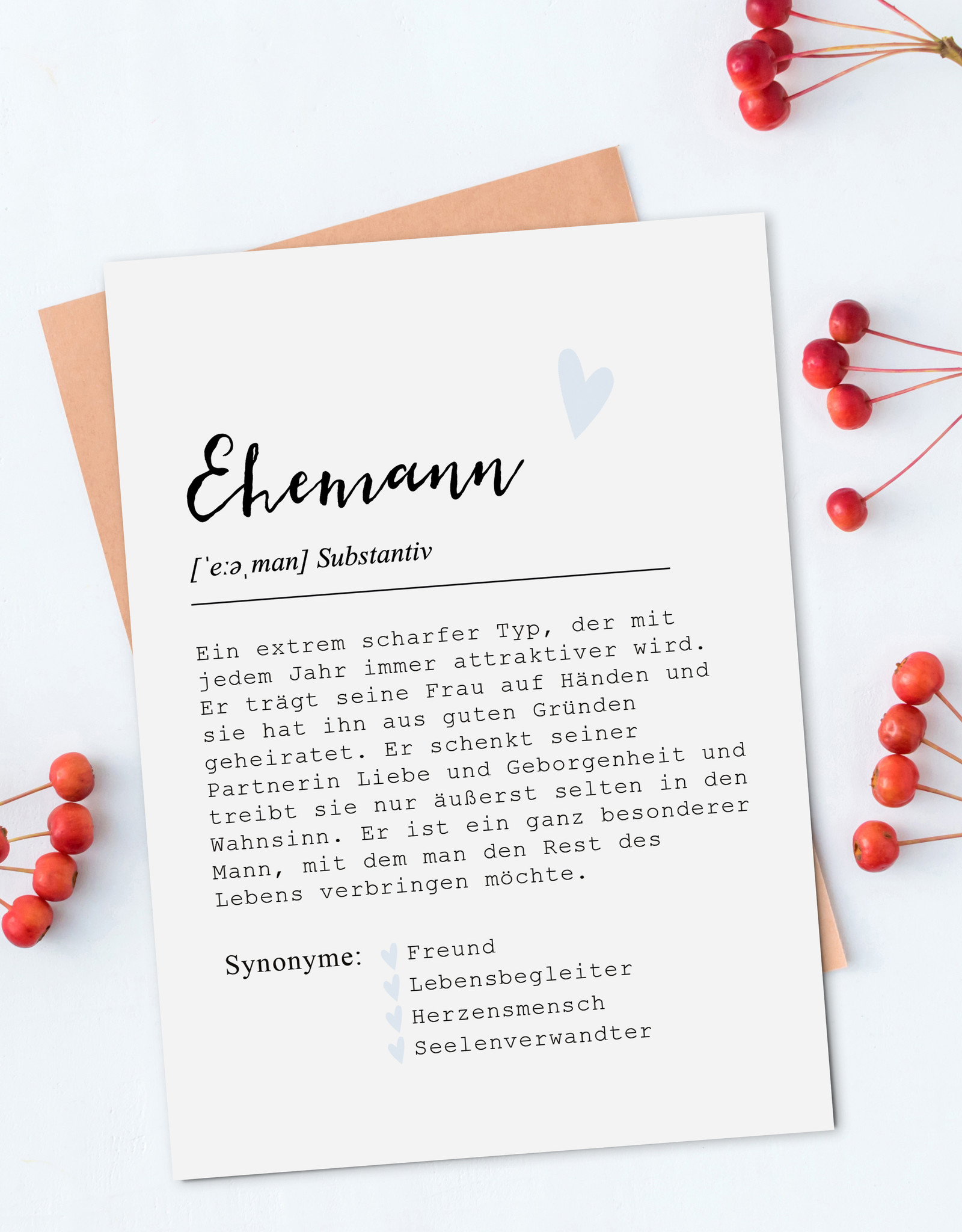 Postkarte EHEMANN inkl. Briefumschlag Ehemann Geschenk Definition Ehemann Karte