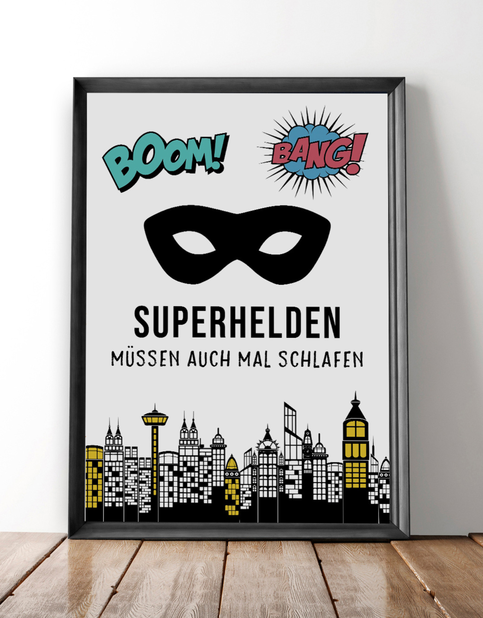 Poster SUPERHELDEN müssen auch mal schlafen Kinderzimmer Poster DIN A3