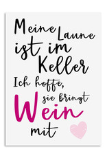 Postkarte Meine Laune ist im Keller WEIN Postkarte Motivationskarte lustig Sprüche Postkarte Wein Geschenk Mädelsabend