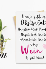 Postkarte Heute gibt es Obstsalat WEIN Postkarte Motivationskarte lustig Sprüche Postkarte Wein Geschenk Mädelsabend