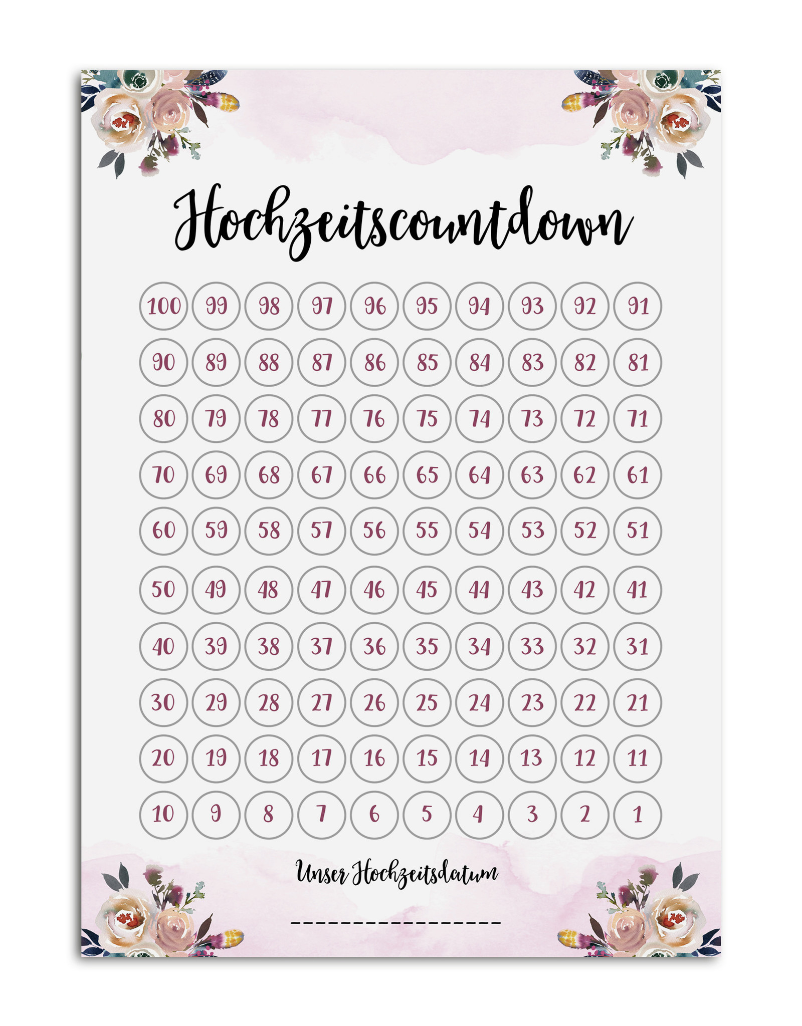Postkarte Hochzeitscountdown BOHO Countdown Hochzeit Postkarte Save the date