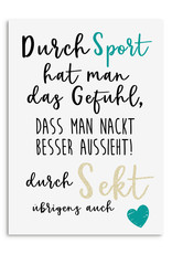 Postkarte NACKT besser aussehen SEKT Postkarte Motivationskarte lustig Sprüche Postkarte Sekt Geschenk Mädelsabend