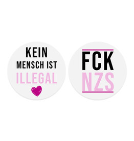 Aufkleber Set 25x FCK NZS Sticker und 25 x Kein Mensch ist illegal Sticker