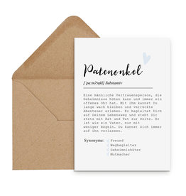 Postkarte PATENONKEL Definition inkl. Briefumschlag