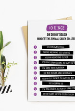 Postkarte 10 Dinge SELBSTLIEBE Postkarte Freundschaft Motivation