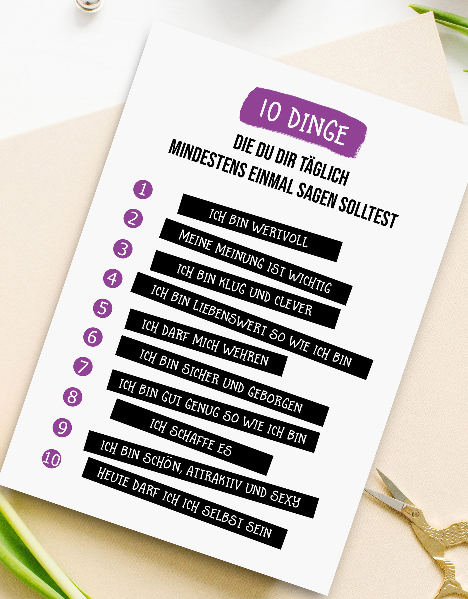 Postkarte 10 Dinge SELBSTLIEBE Postkarte Freundschaft Motivation