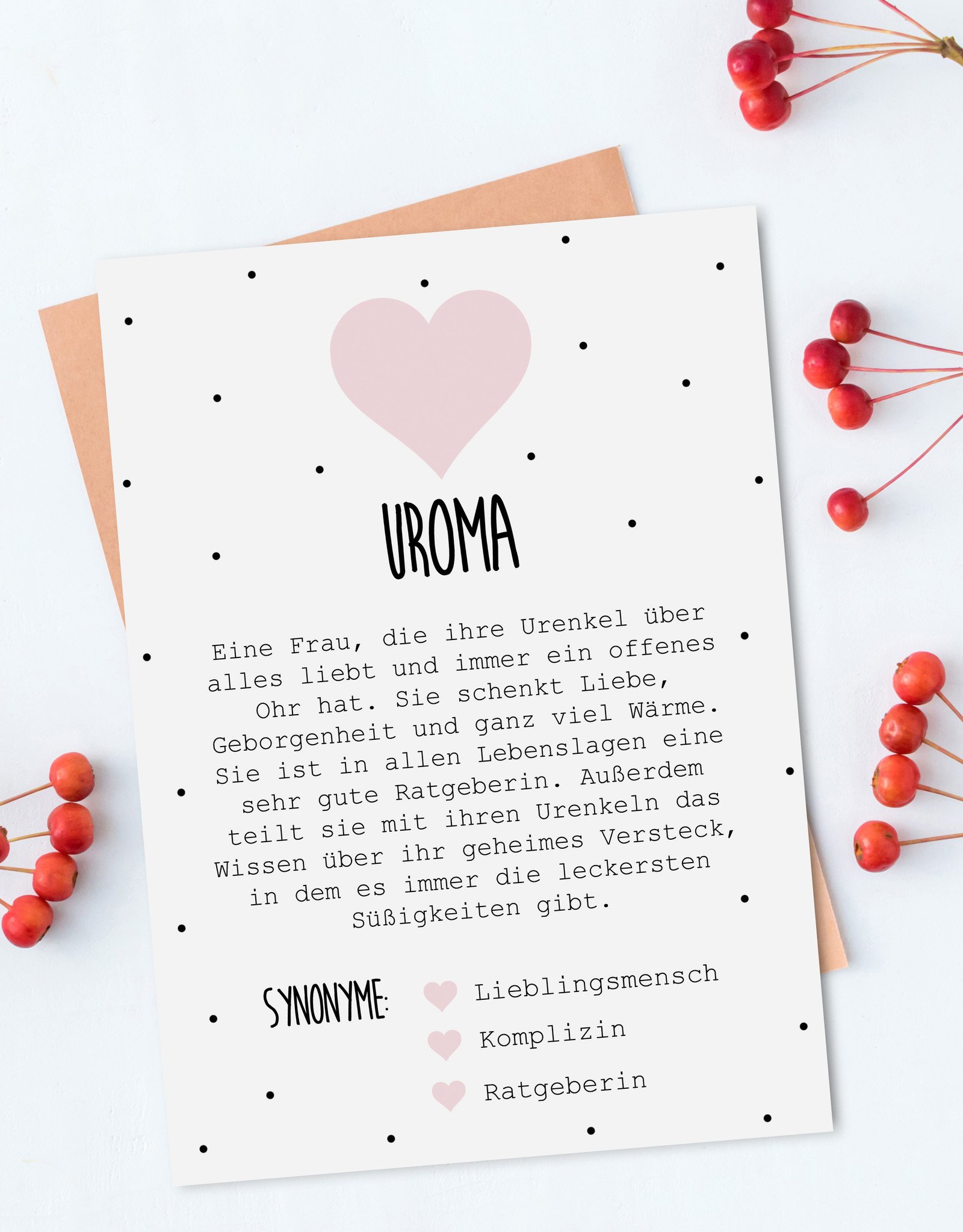 Postkarte UROMA Definition inkl. Briefumschlag Uroma Geschenk Schwangerschaft verkünden