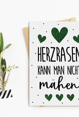 Postkarte HERZRASEN kann man nicht mähen Postkarte Liebe, Postkarten Sprüche, Postkarte Sprüche, Valentinstag Sprüchekarte