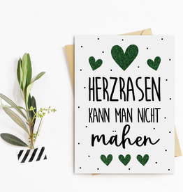 Postkarte HERZRASEN kann man nicht mähen