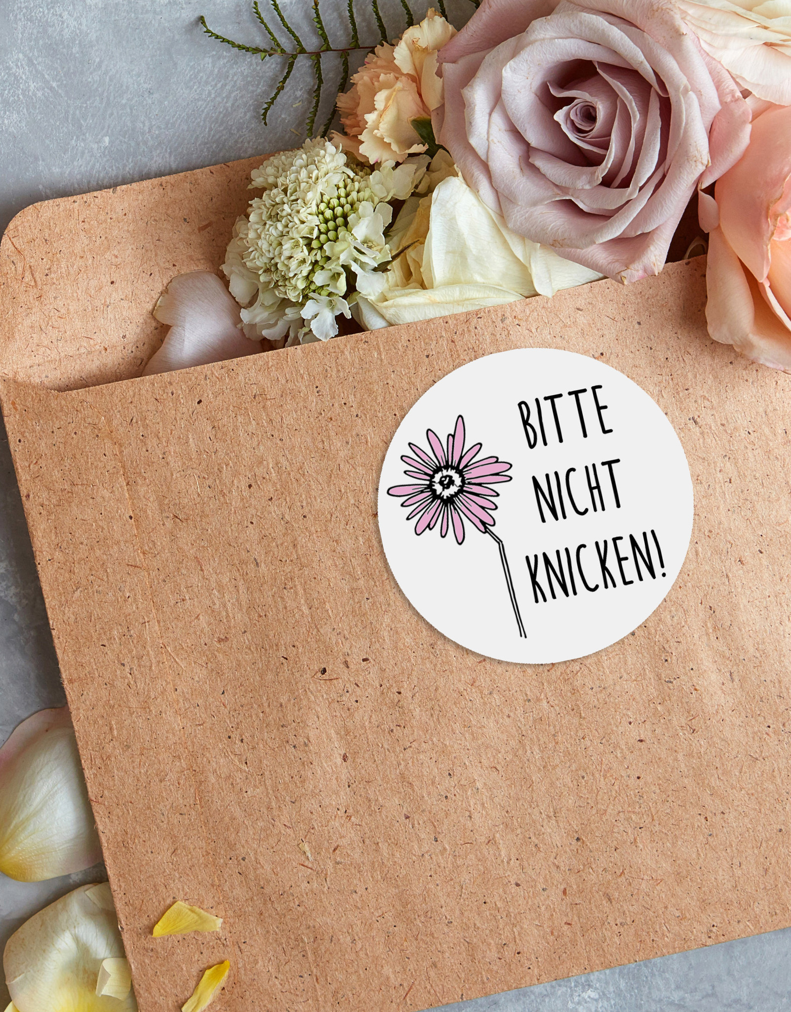 50 Sticker Bitte nicht knicken BLUME Aufkleber nicht knicken