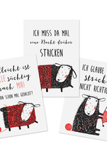 Postkarten STRICKEN Set 3-teilig, Stricken Karten Postkarten Wolle