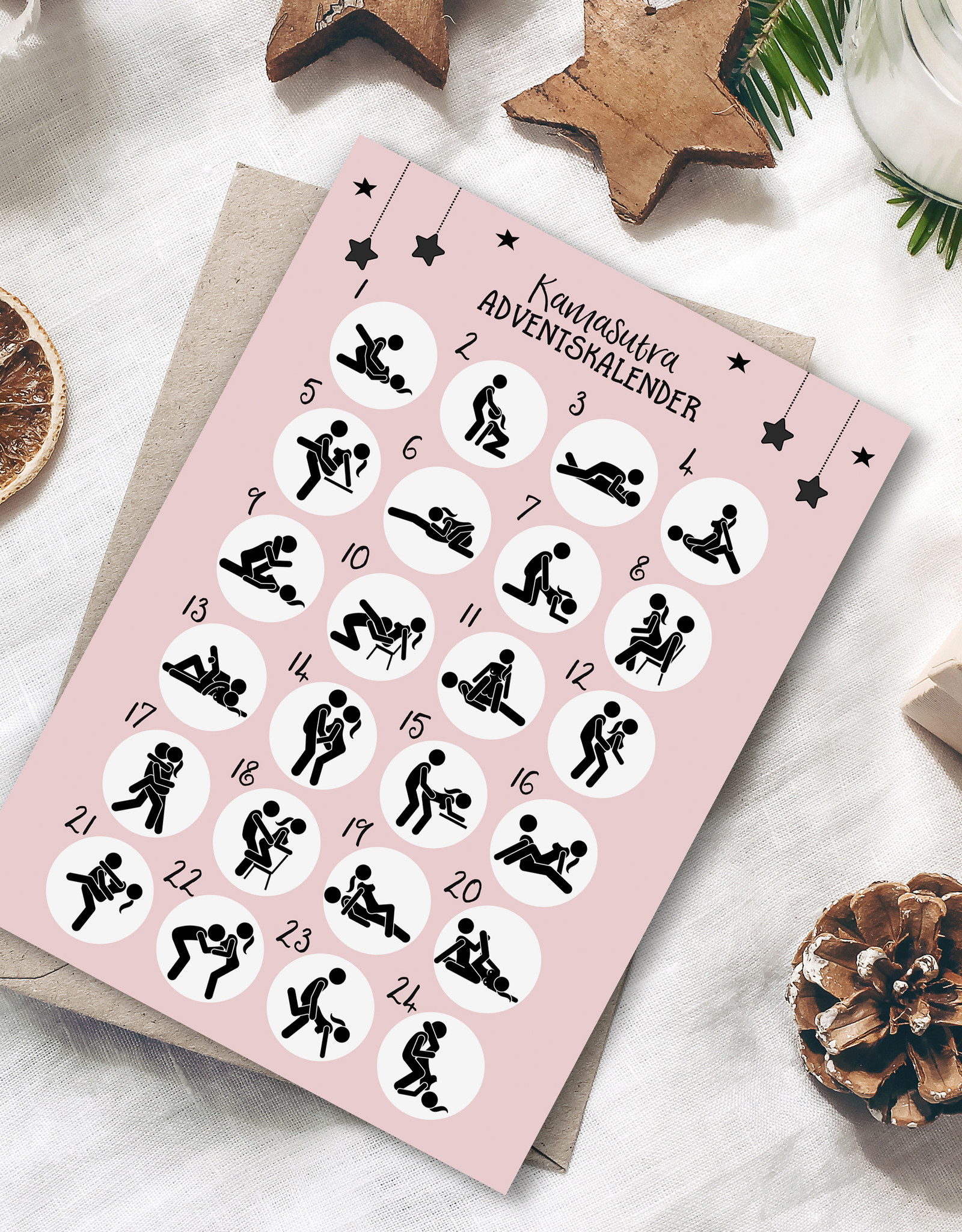 Postkarte Adventskalender KAMASUTRA Weihnachtskalender Postkarte A6 Geschenk Männer
