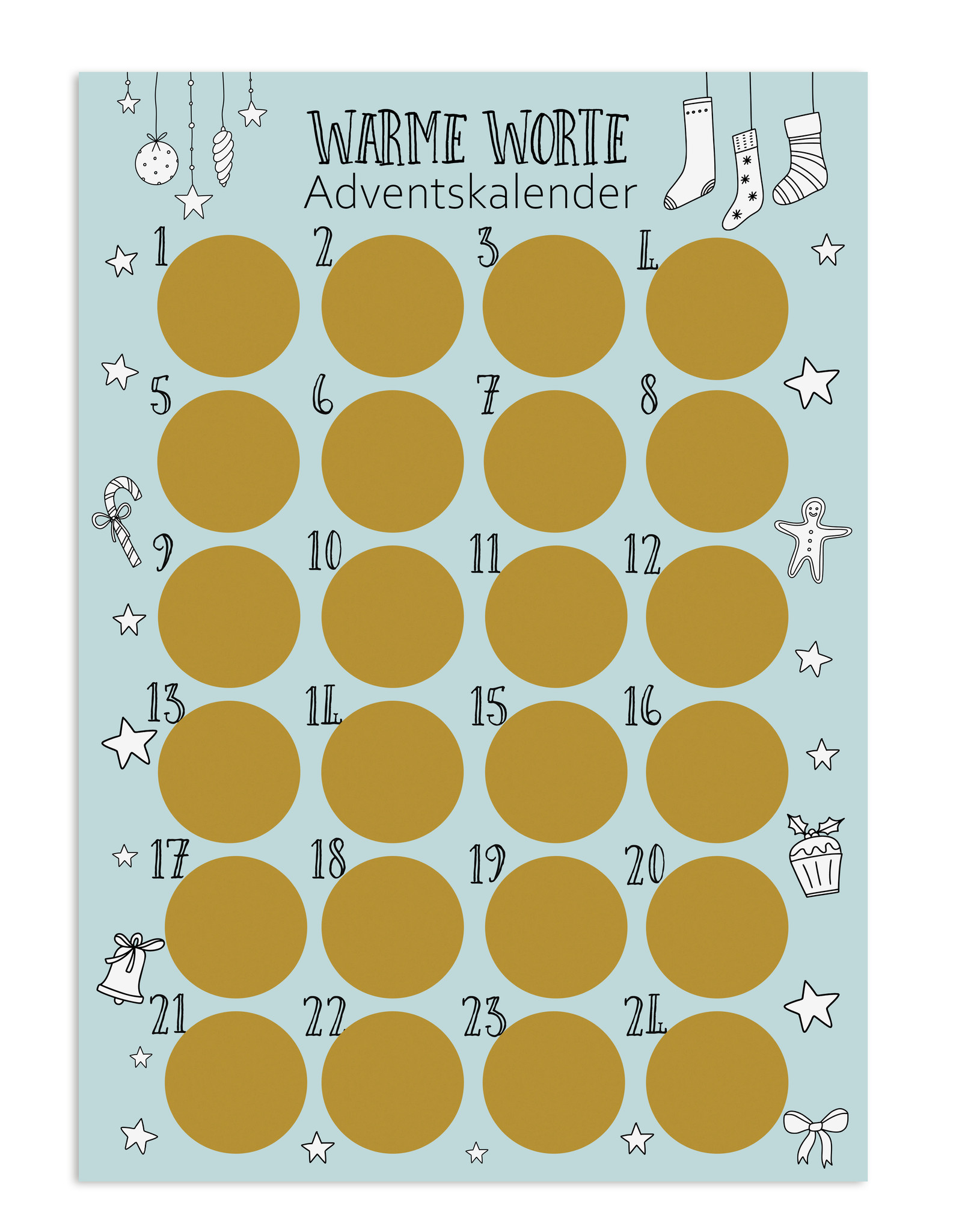 Adventskalender zum Rubbeln WARME WORTE Adventskalender A3 Weihnachtskalender für Paare und Freunde