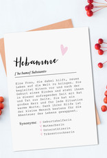 Postkarte HEBAMME Definition inkl. Briefumschlag Hebamme Geschenk