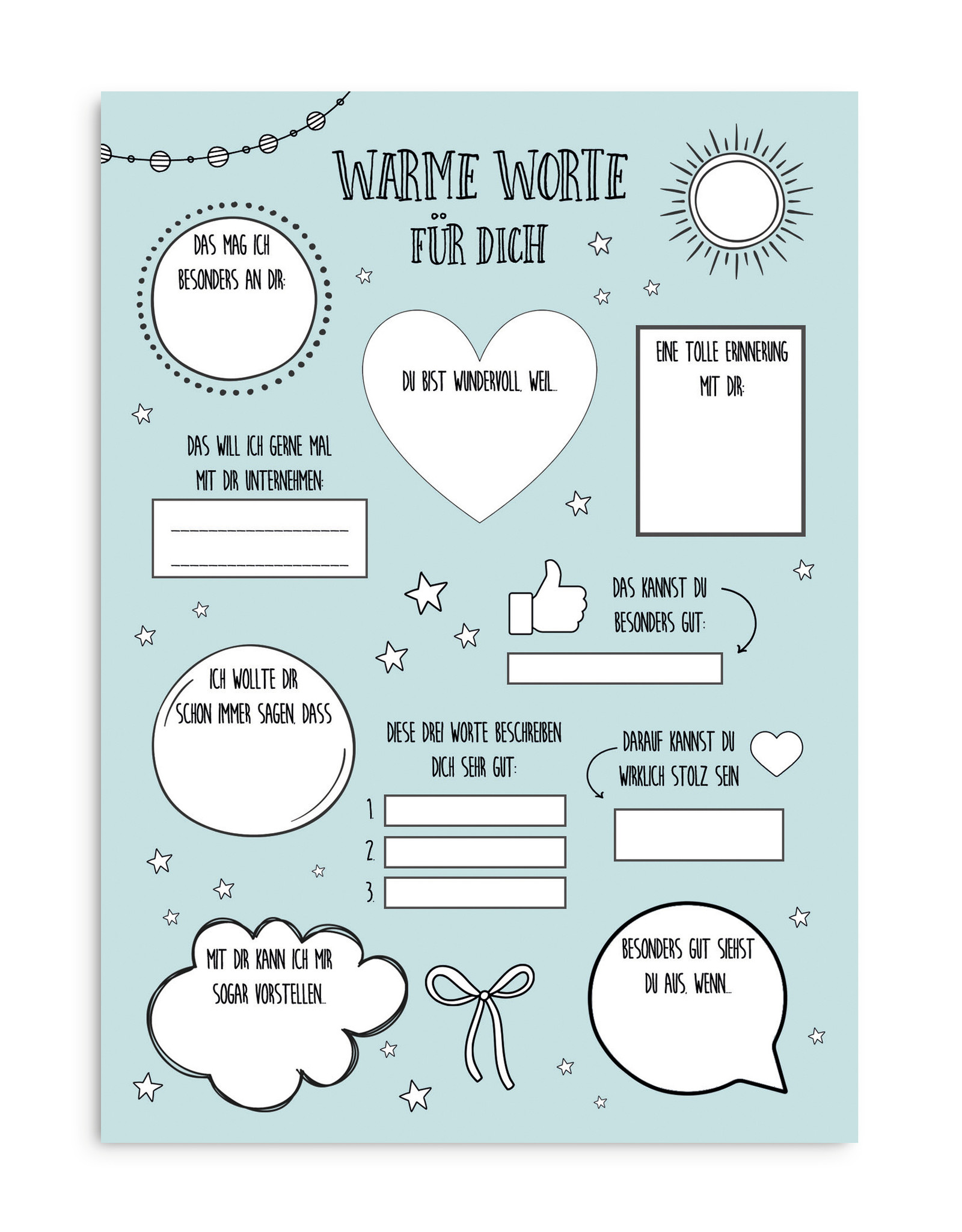 Postkarte WARME WORTE für Dich Karte für Freunde Geschenk