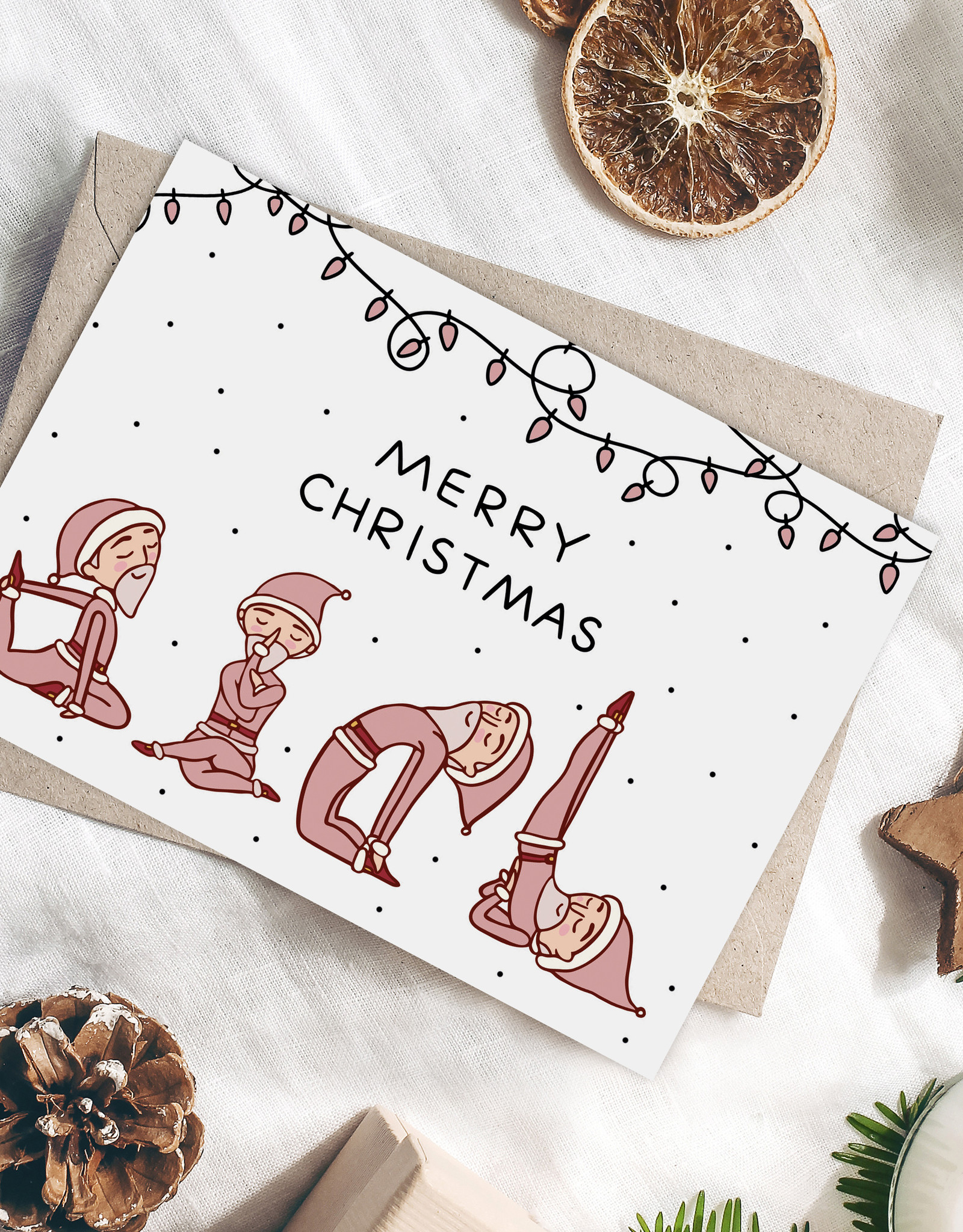 Postkarte YOGA Weihnachtsmänner Weihnachtskarte Yoga