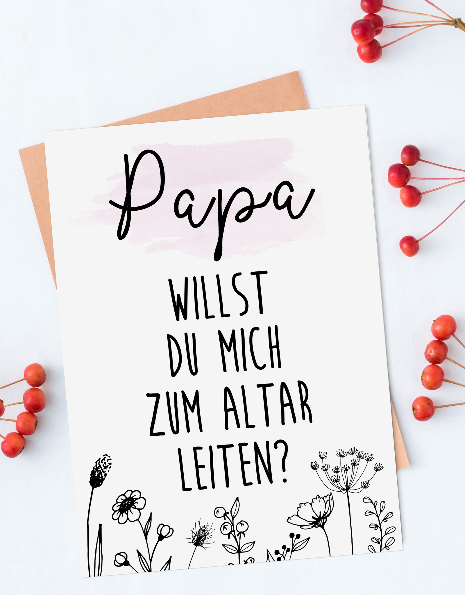 Postkarte PAPA Willst Du mich zum Altar leiten? Wir heiraten Save the date