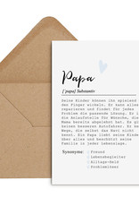 Postkarte PAPA Definition inkl. Briefumschlag Vater Geschenk Papa Vatertag Geschenk