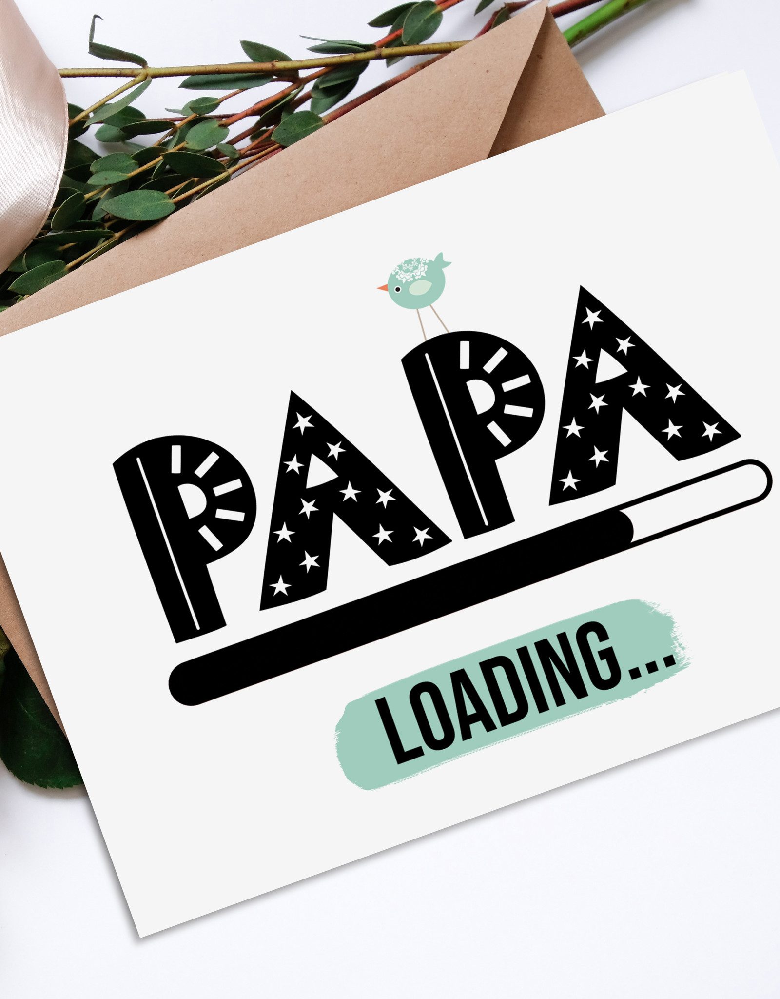 Postkarte Papa LOADING Du wirst Papa Schwangerschaft verkünden