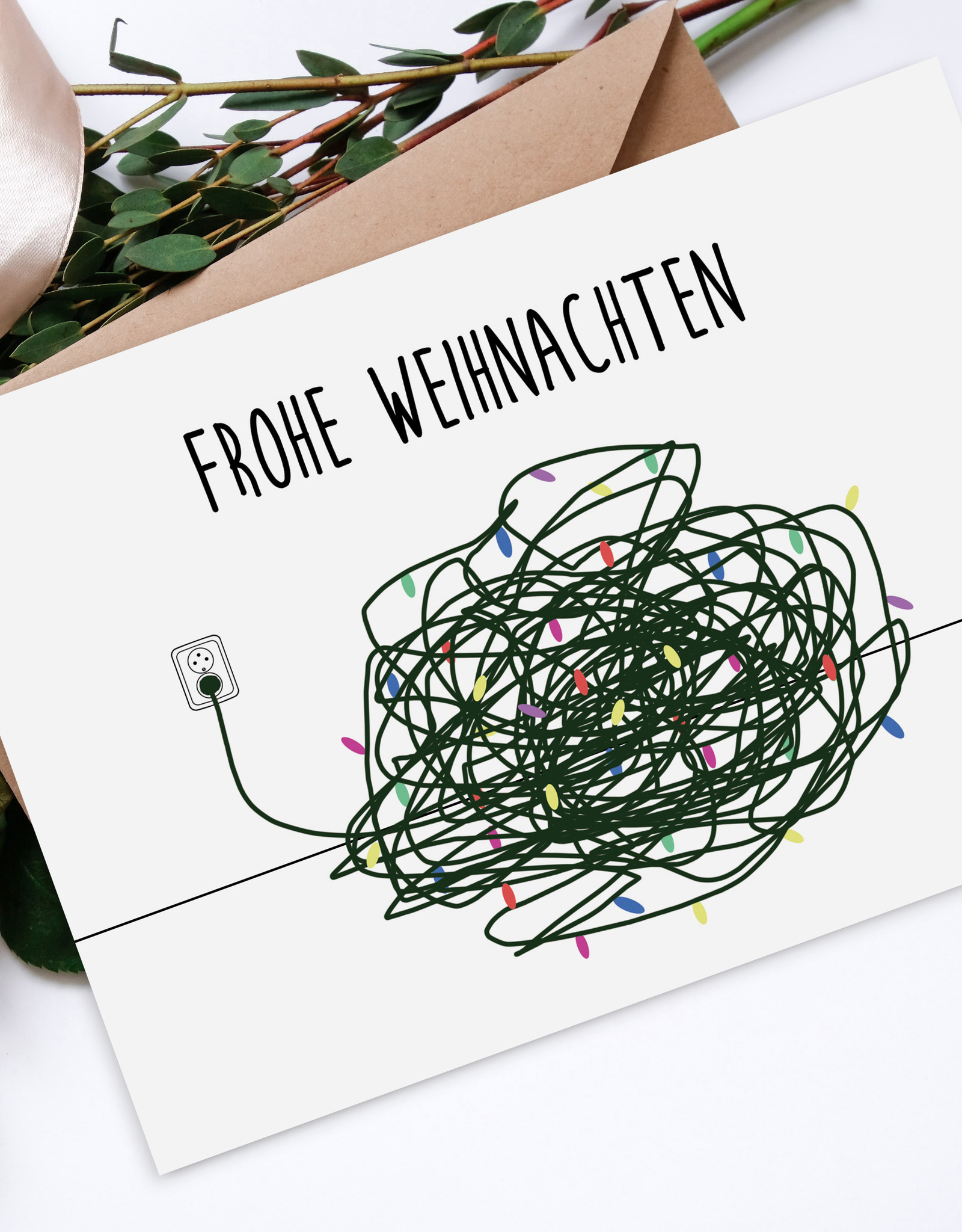 Weihnachtskarte Kabelsalat Postkarte Weihnachten Weihnachtskarte lustig