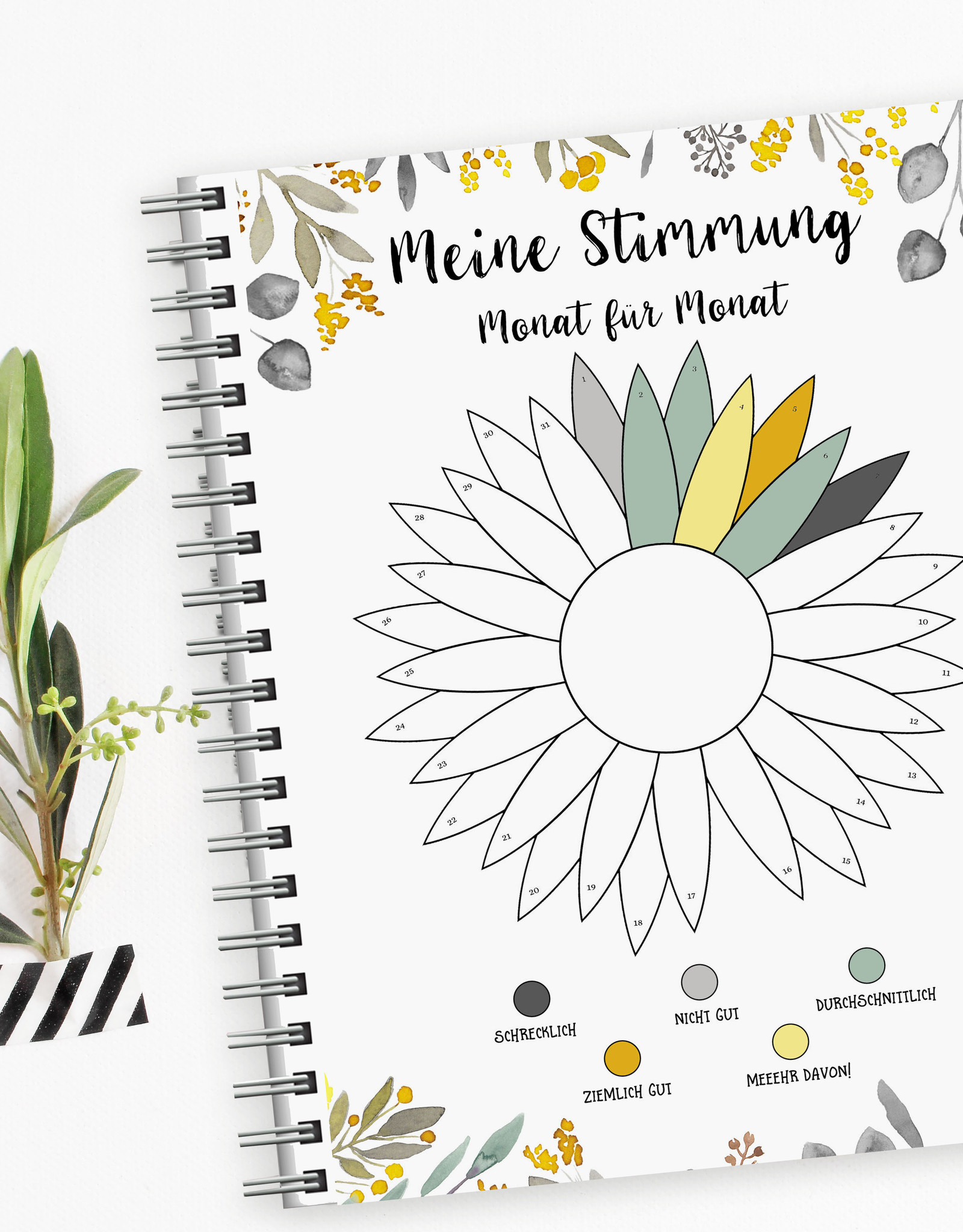 Stimmungstagebuch Mood Tracker Monat für Monat Tagebuch 50 Blatt