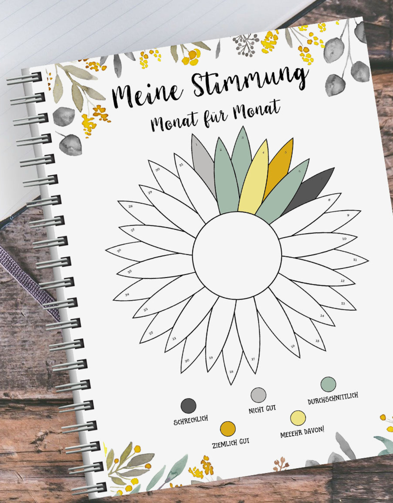 Stimmungstagebuch Mood Tracker Monat für Monat Tagebuch 50 Blatt