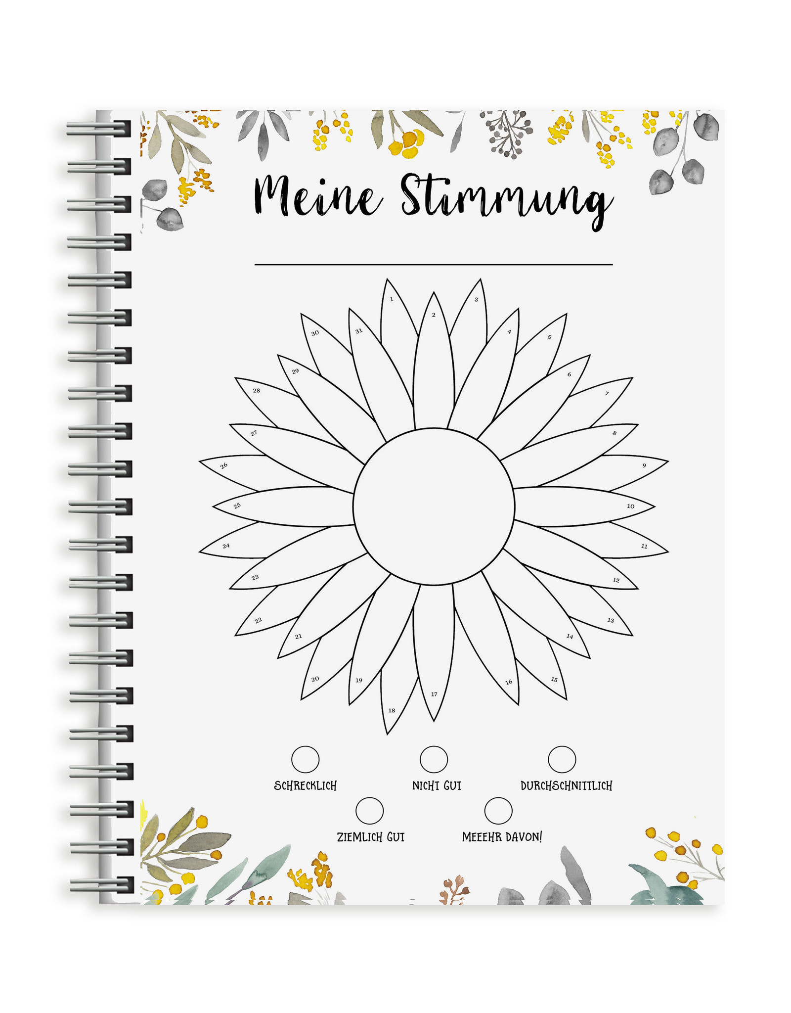 Stimmungstagebuch Mood Tracker Monat für Monat Tagebuch 50 Blatt