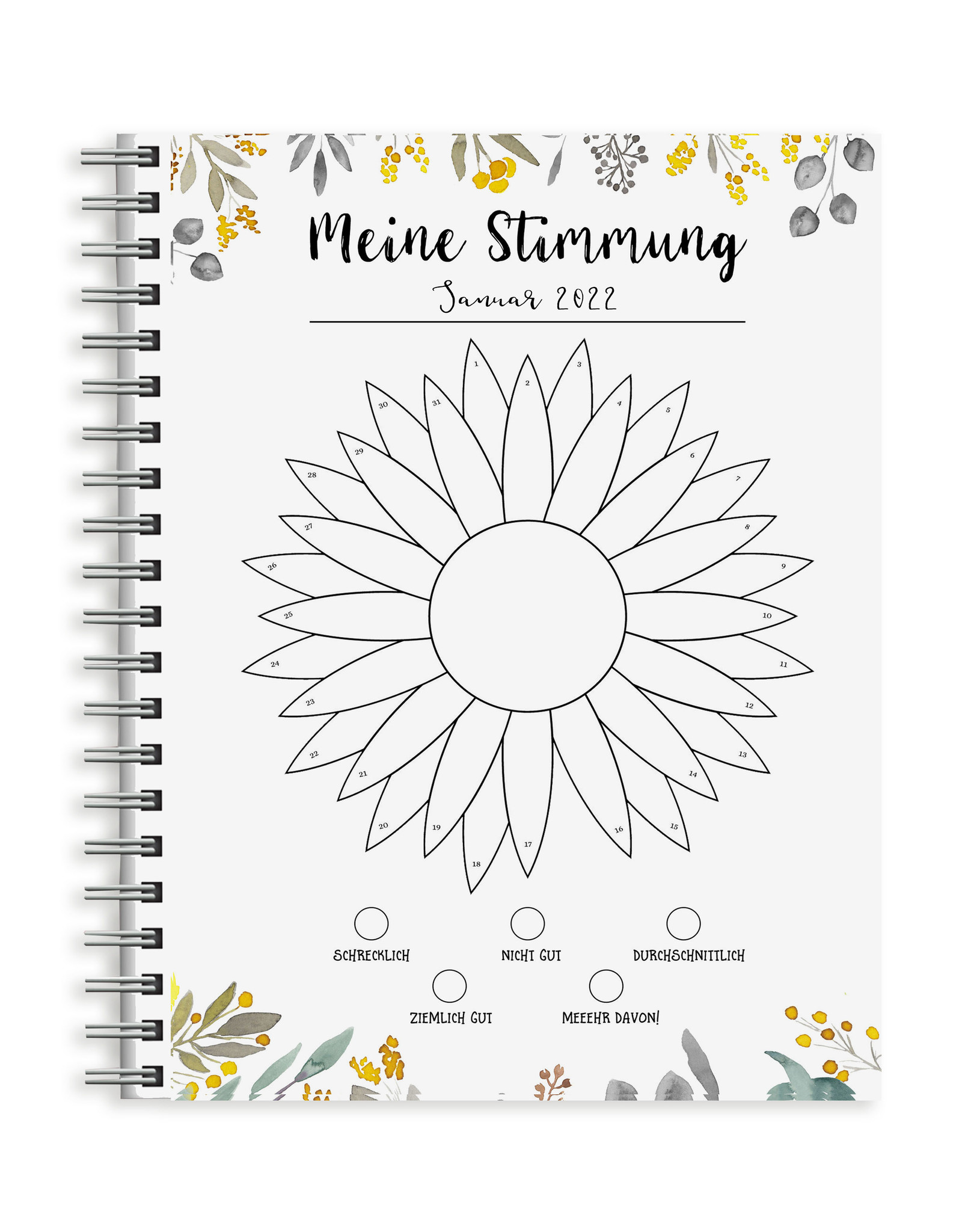 Stimmungstagebuch Mood Tracker Monat für Monat Tagebuch 50 Blatt