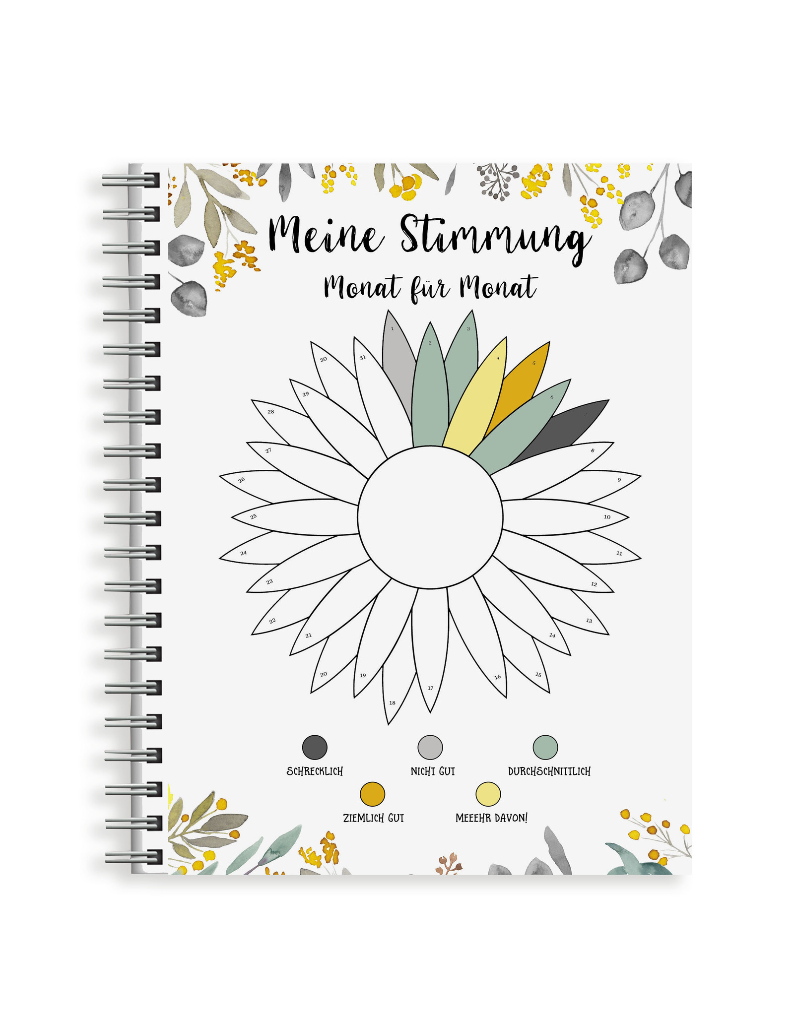 Stimmungstagebuch Mood Tracker Monat für Monat Tagebuch 50 Blatt