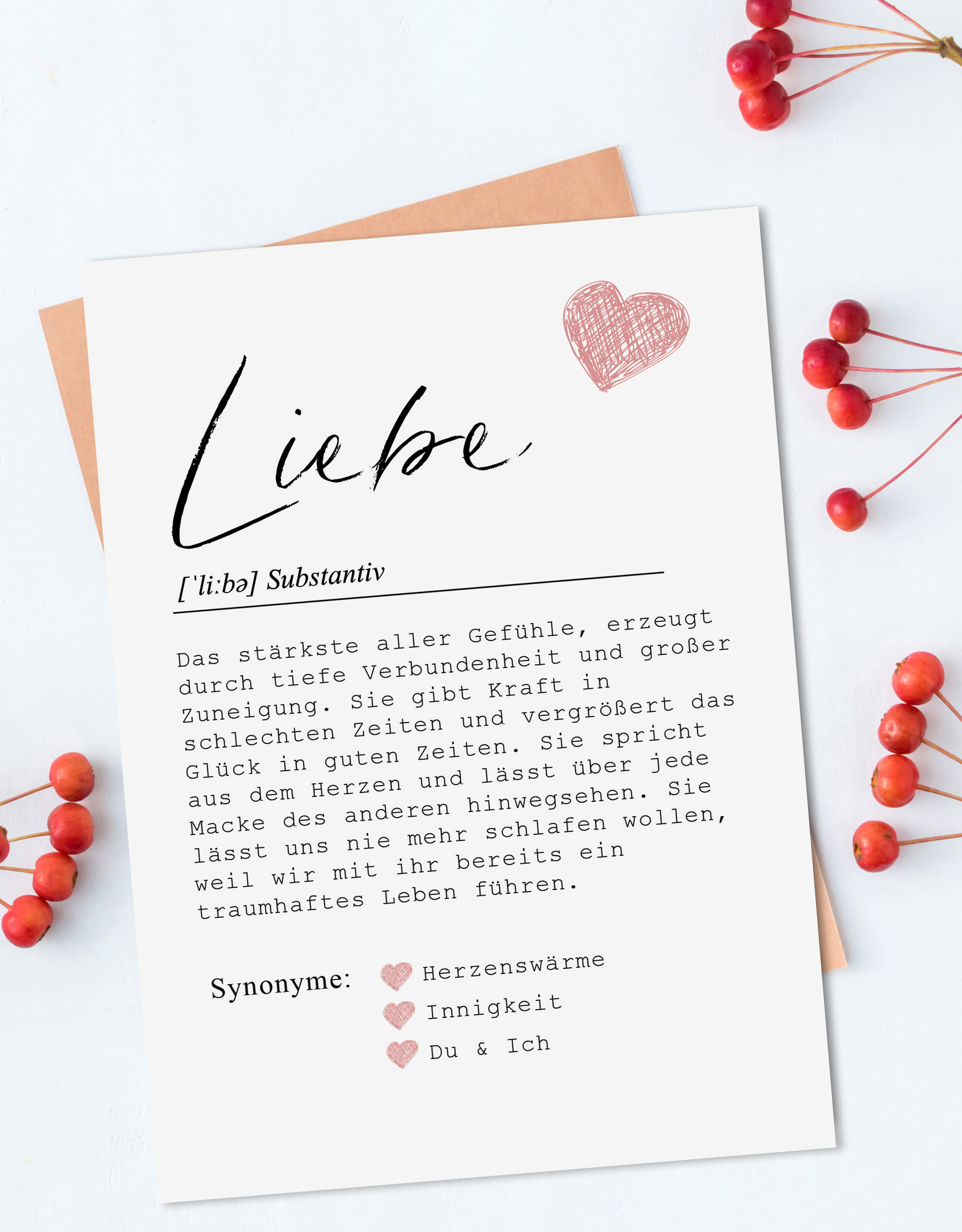 Postkarte LIEBE Definition inkl. Briefumschlag Valentinstag Geschenk Freund