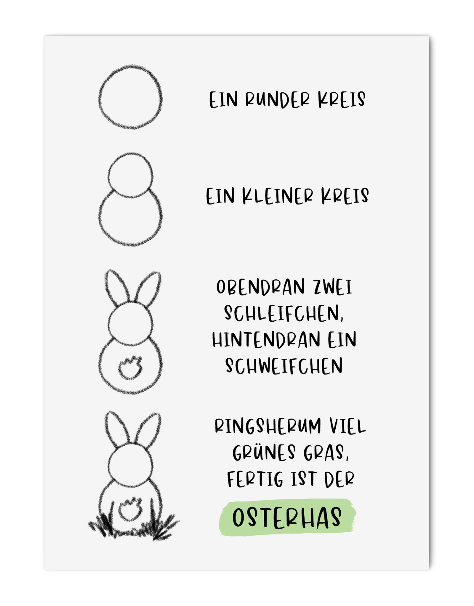 Osterkarte OSTERHASE Spruch Zeichnung Postkarte Ostern