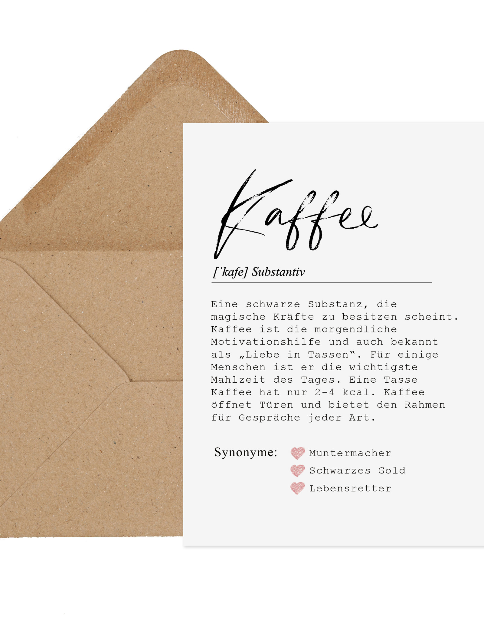 Postkarte KAFFEE Definition inkl. Briefumschlag Kaffee Geschenk Kollege Karte