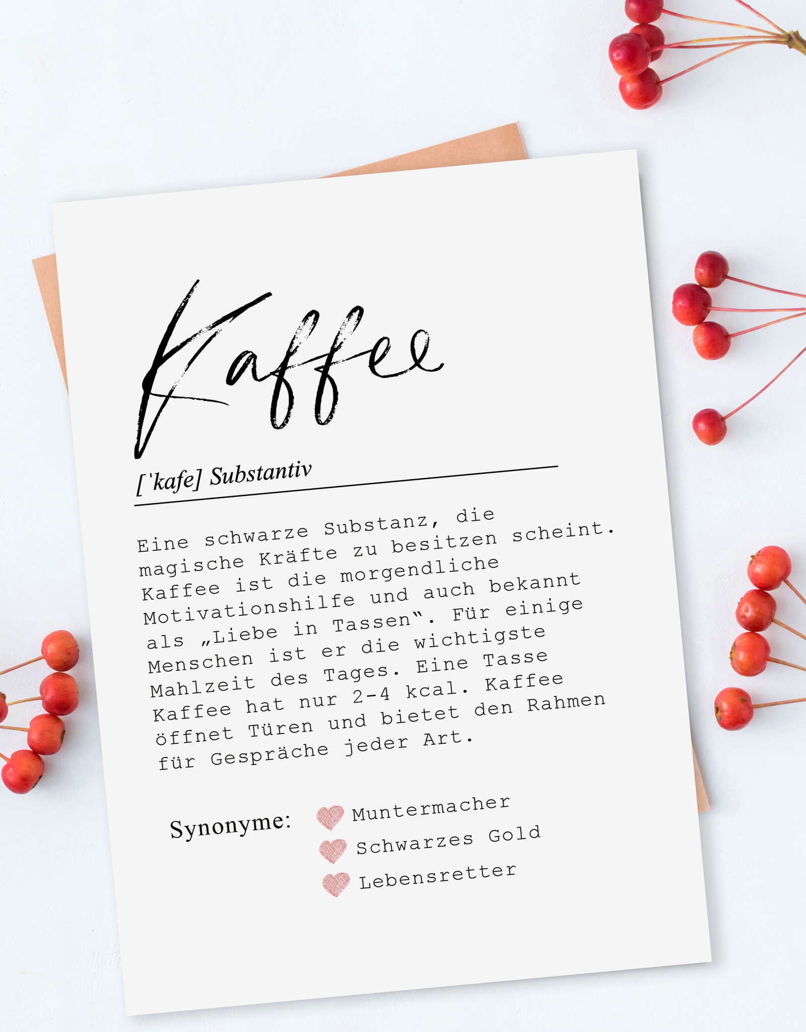 Postkarte KAFFEE Definition inkl. Briefumschlag Kaffee Geschenk Kollege Karte