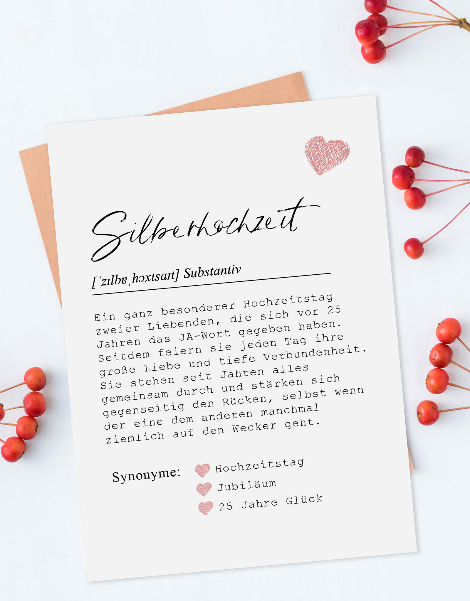 SILBERHOCHZEIT Karte Definition Silberne Hochzeit Geschenk Silberhochzeit