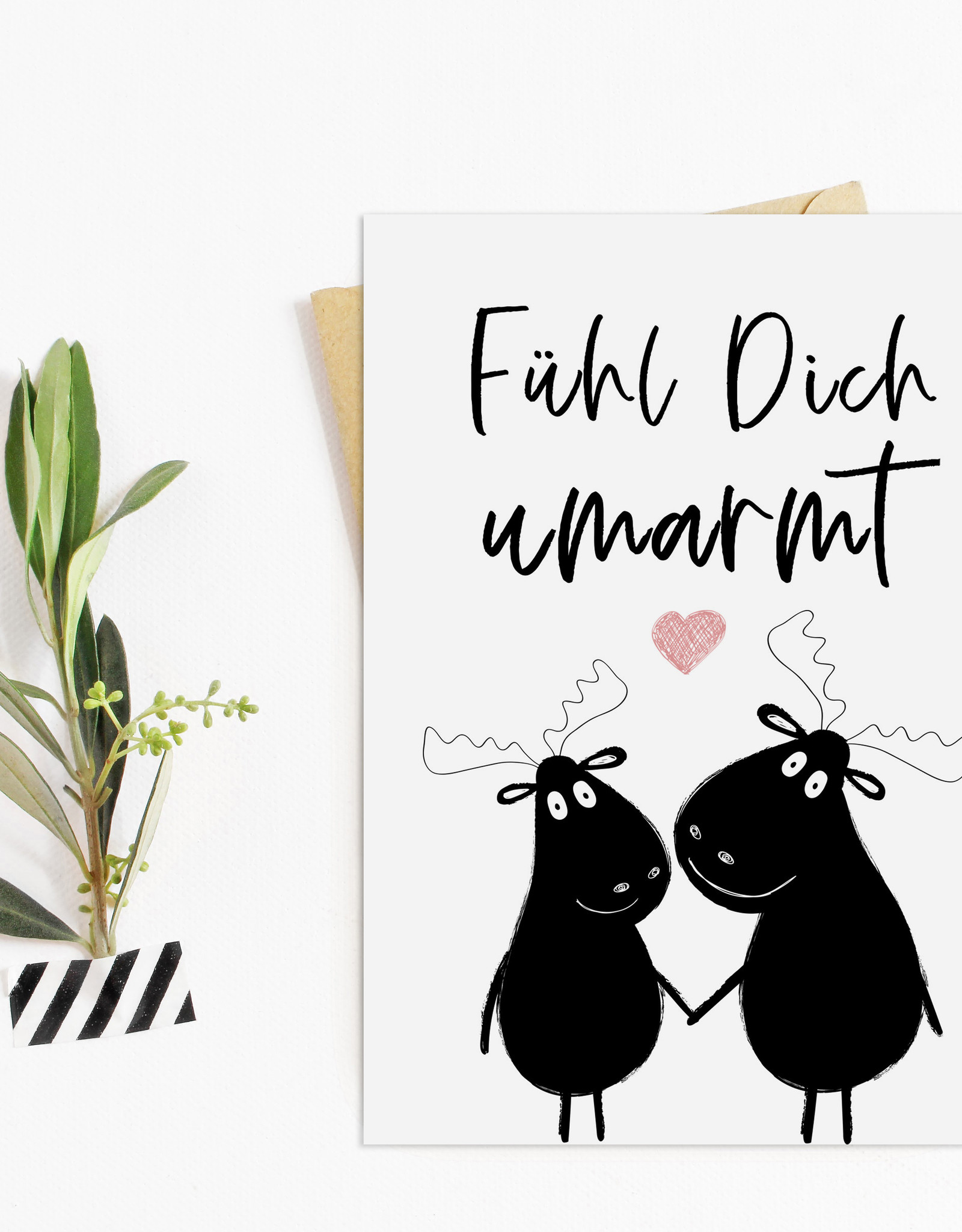 Postkarte Fühl Dich umarmt ELCHE Geschenk Freundin