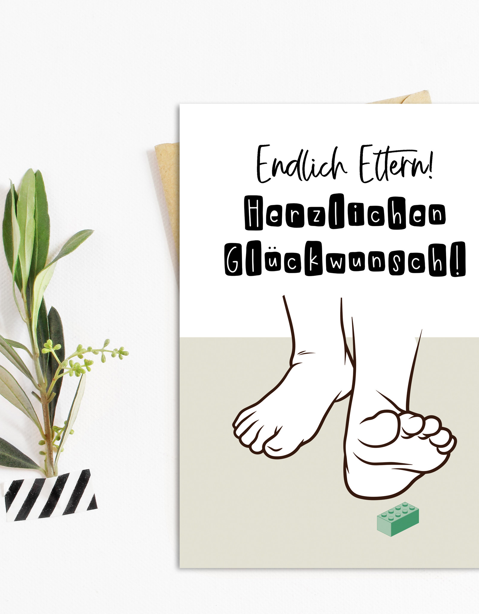 Postkarte ENDLICH ELTERN Lego Glückwunschkarte Geburt