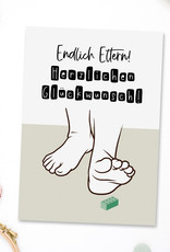 Postkarte ENDLICH ELTERN Lego Glückwunschkarte Geburt